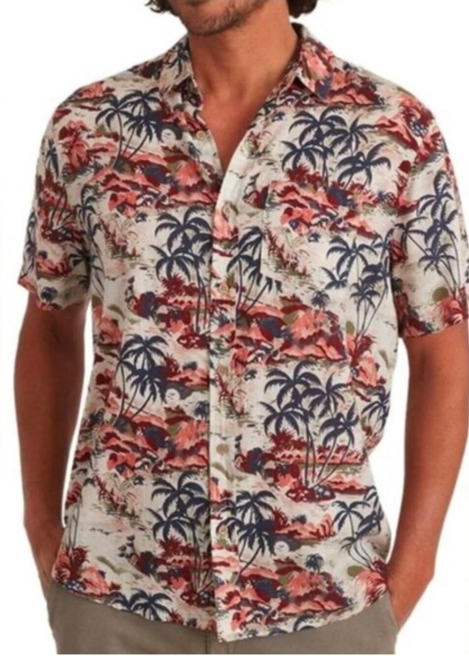 Marine Layer tropical linen blend men's shirt palms 2xl XXL